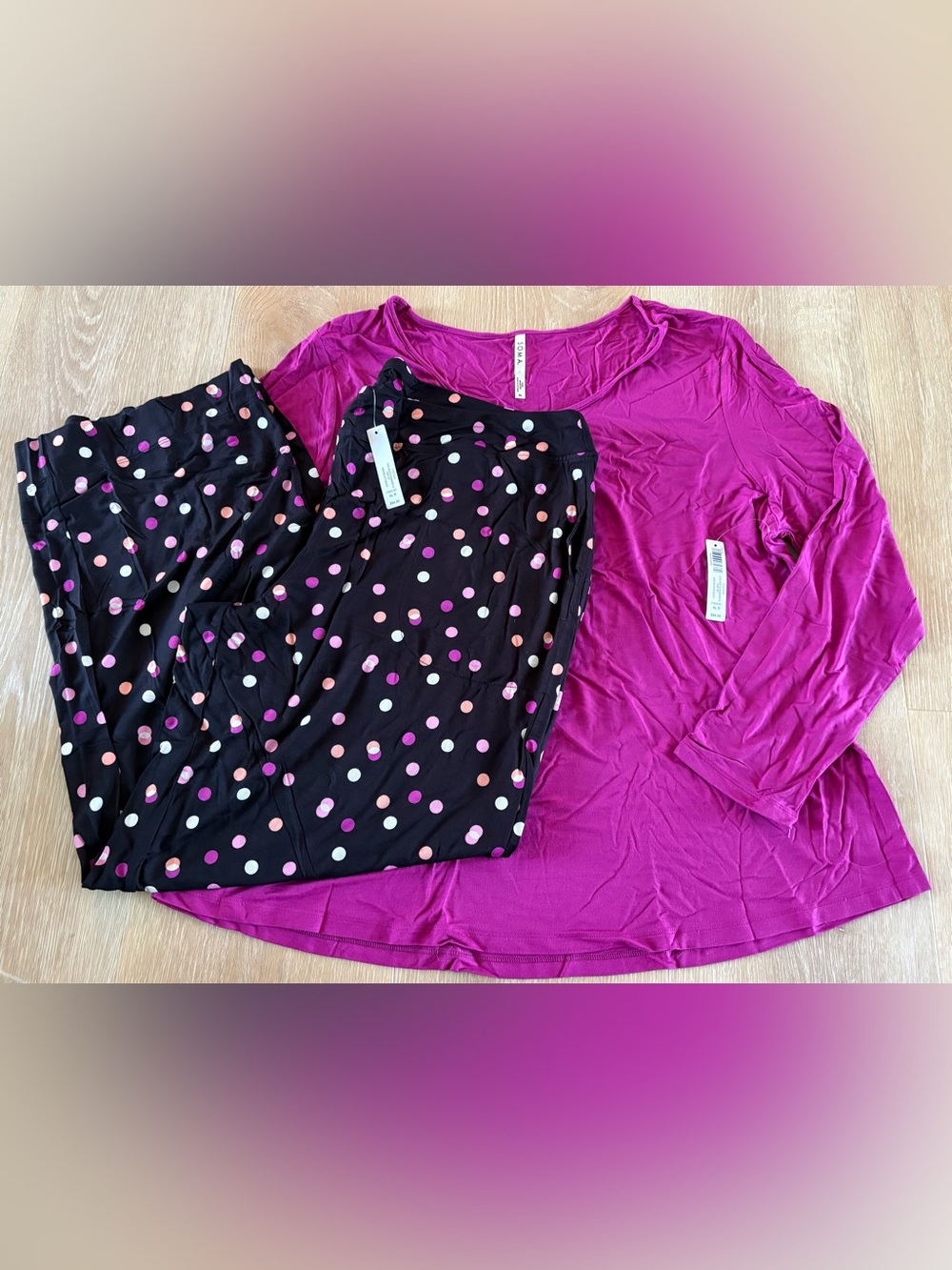 SOMA COOL NIGHTS XL / XLARGE DANCING DOTS LONG SLEEVE TOP & PAJAMA PANTS SET NEW